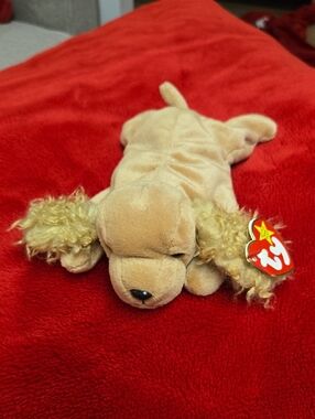 Ty Spunky Beanie Baby – Tan Body with Gold Curly Ears
